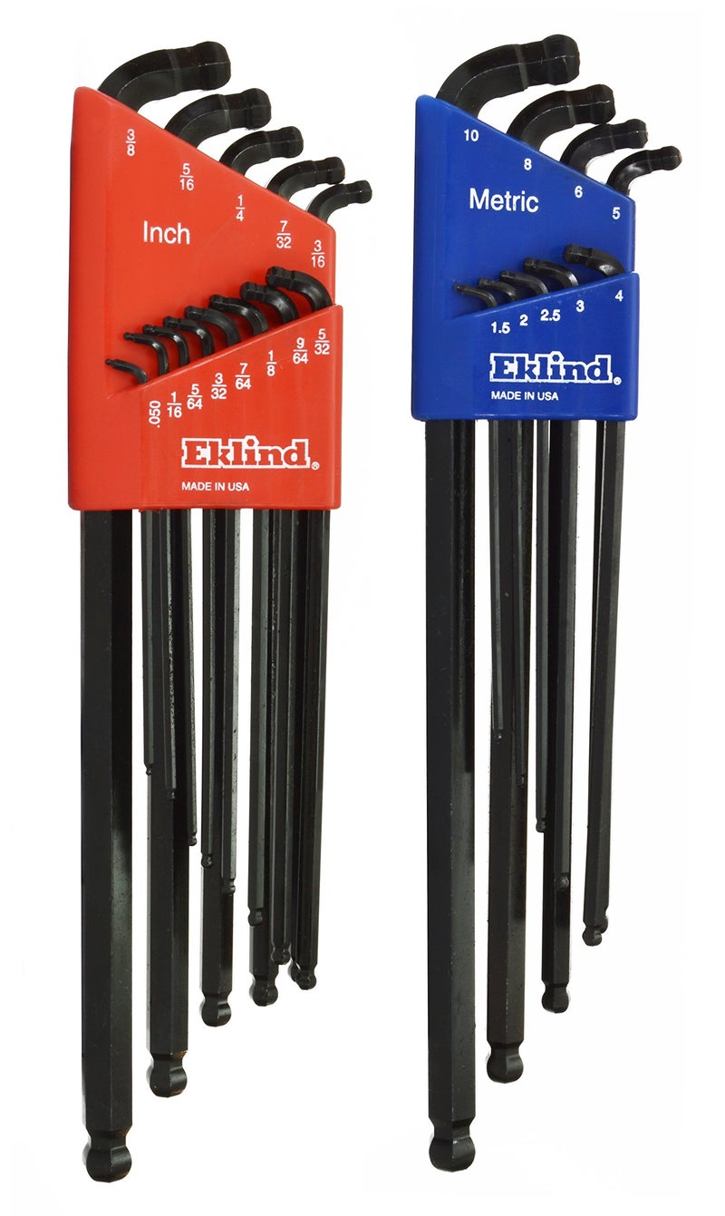 Eklind Tool EKLIND 17222 Double-Ball-Hex L-Key allen wrench Combo- Extra Long Inch / MM (2 sets 22pc) Pack of 1, Sae & Metric - Image 1